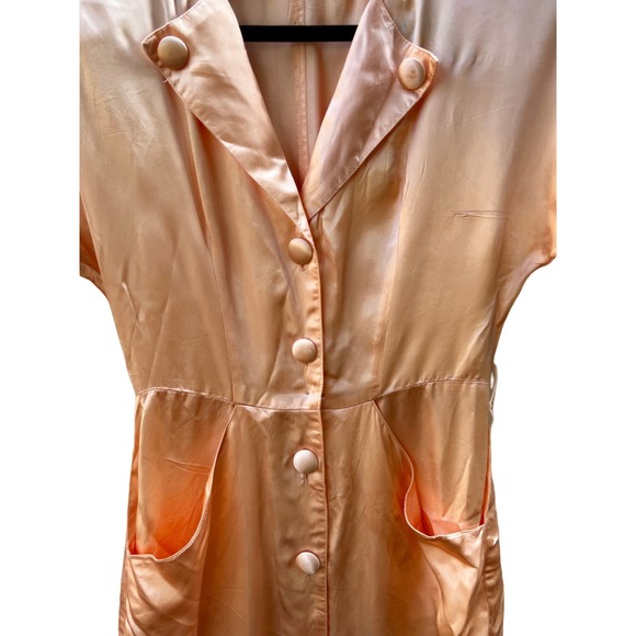 Vintage Wild Dress Peach Satin Button Down Dress - Picture 7 of 8